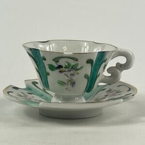 Armando Grave Portugal Demitasse Cup Saucer Hand Painted Floral AG Pintado à Mão